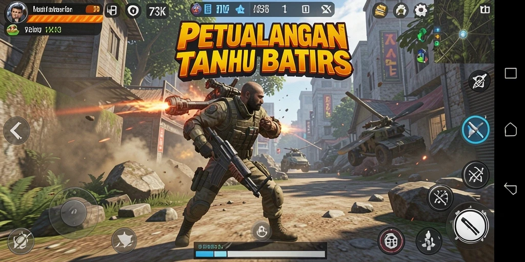 Screenshot gameplay 73K yang intens dan mendebarkan.