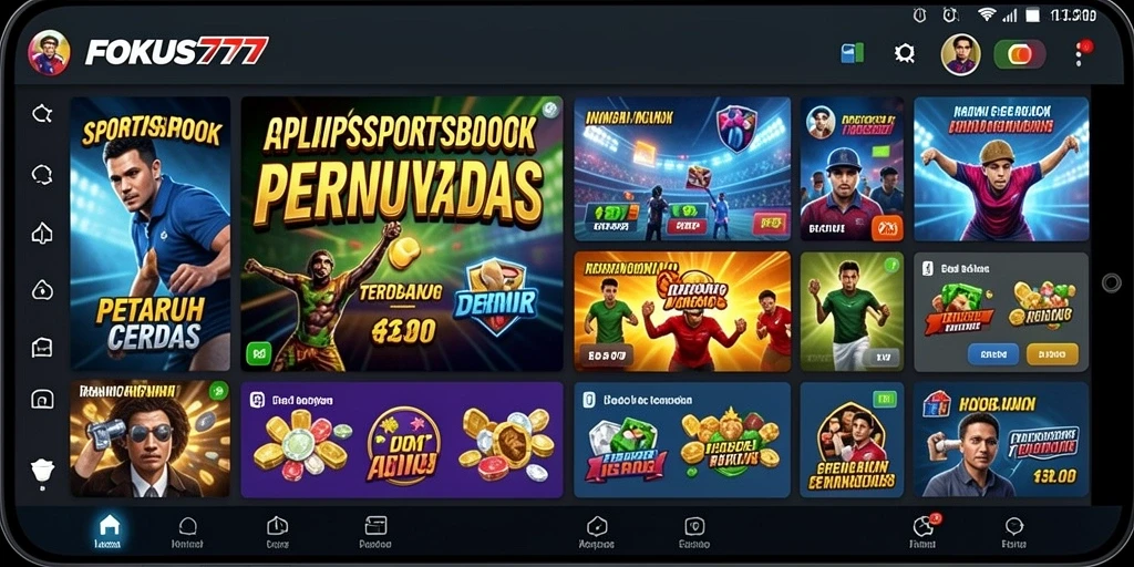 Screenshot utama FOKUS777 menampilkan antarmuka taruhan yang menarik dan interaktif.