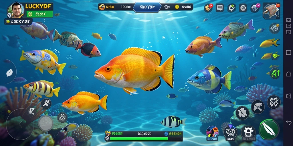 Tampilan gameplay Tembak Ikan di LUCKYDF yang seru.