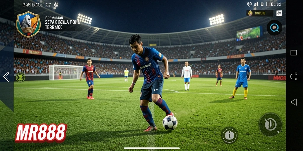 Tangkapan layar MR888 menampilkan aksi seru dalam permainan sepak bola.