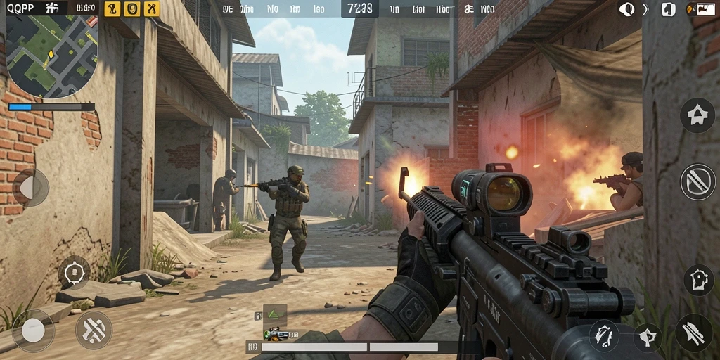 Menampilkan adegan intens dari gameplay QQRP yang mengasyikkan.