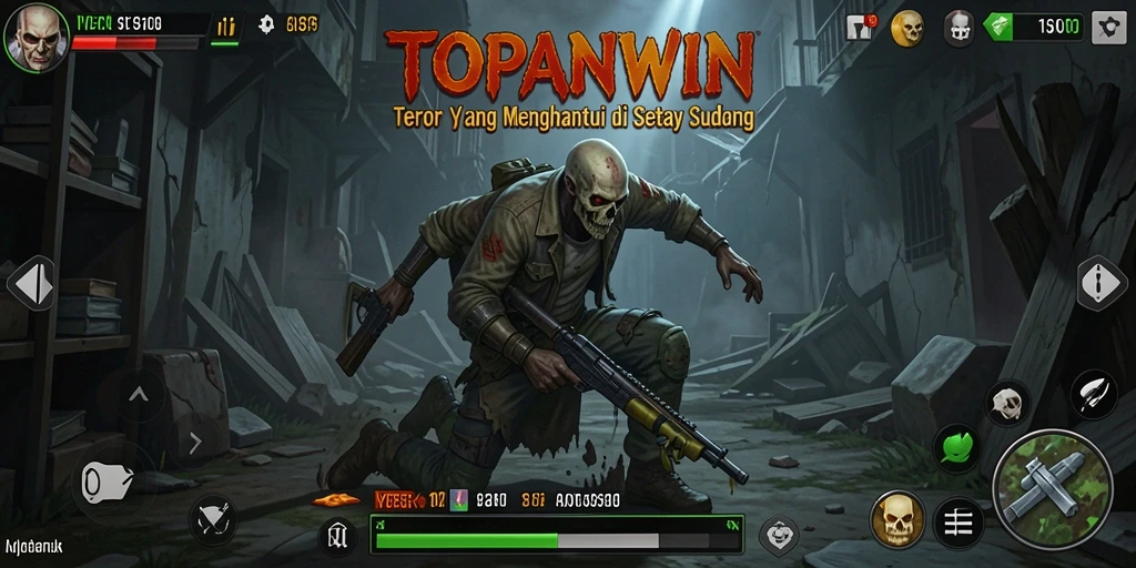 Tampilan gameplay menegangkan dari TOPANWIN dengan suasana horor yang kental.